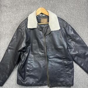 Brown leather jacket with white